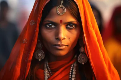 Portrait Of A Young Indian Woman In Traditional Attire