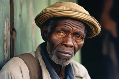 Portrait Of An Elderly Man Wearing A Hat