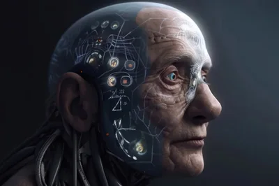 Cyborg Human Hybrid Portrait With Neural Interface
