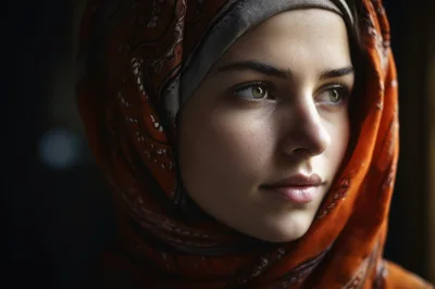 Portrait Of A Young Woman Wearing A Headscarf