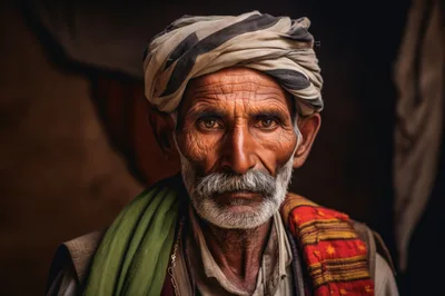 Portrait Of An Elderly Man With Traditional Turban