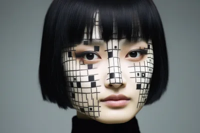 Portrait Of A Woman With Geometric Face Art