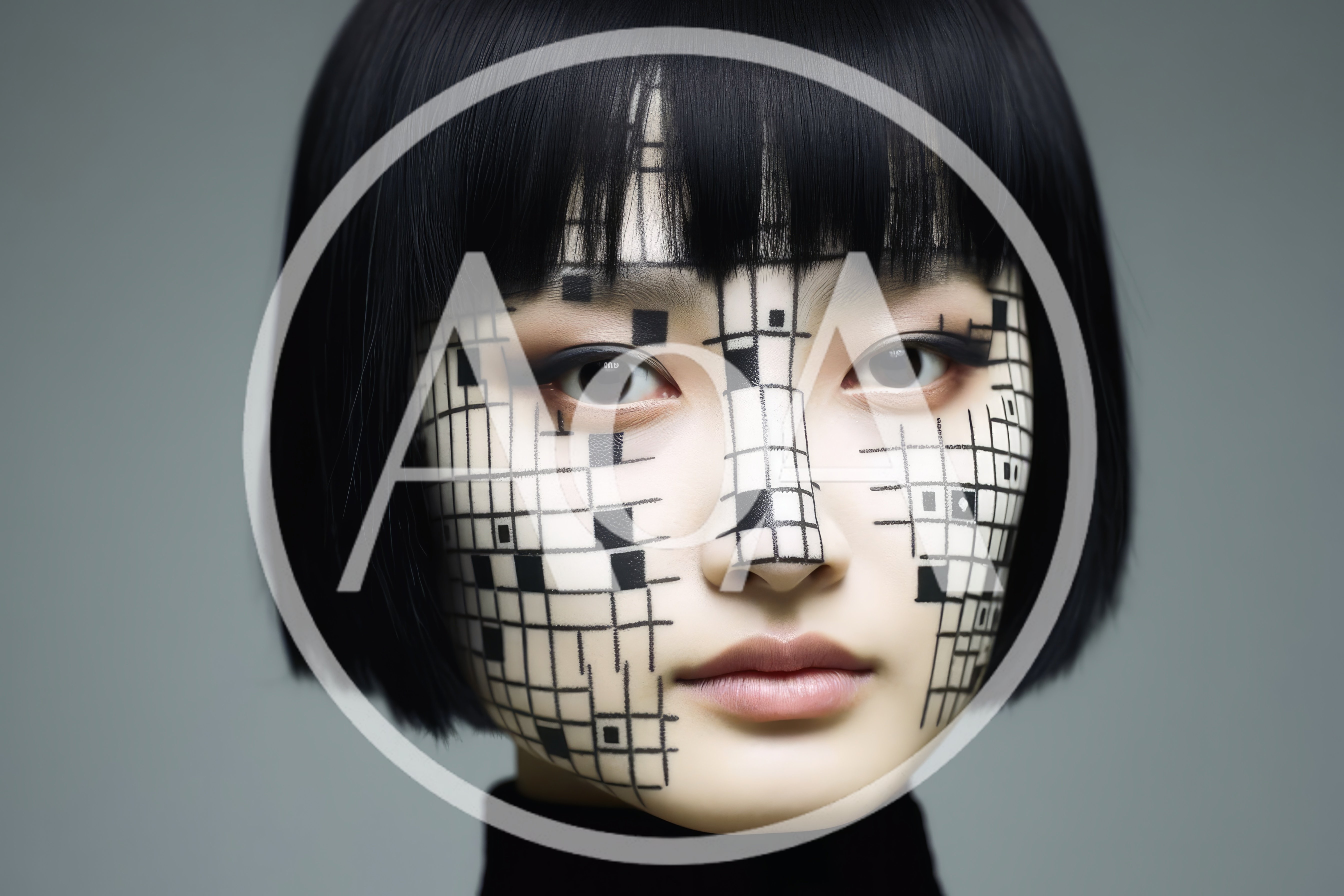 Portrait Of A Woman With Geometric Face Art