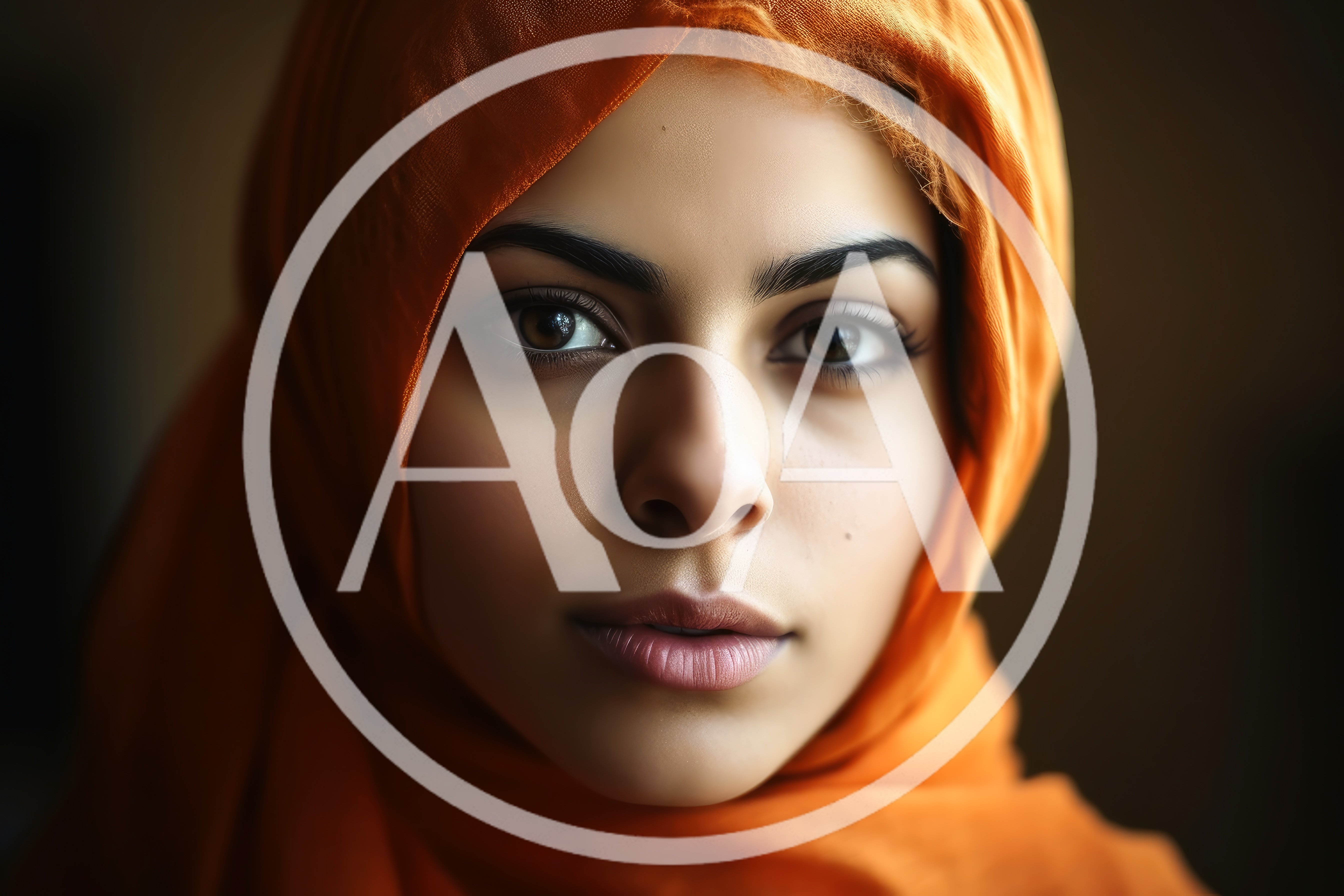 Portrait Of A Young Woman Wearing An Orange Hijab