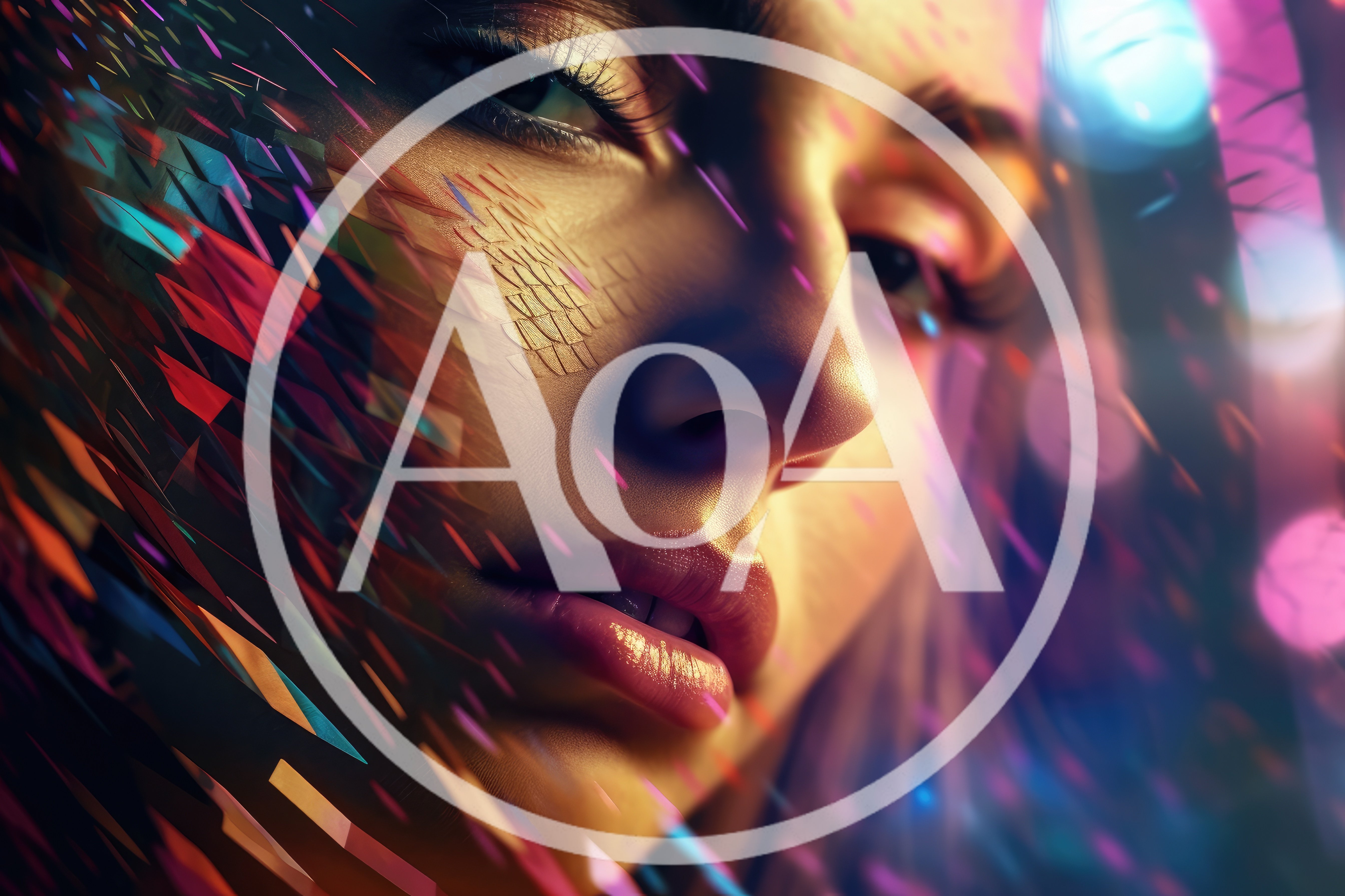 Digital Portrait Of A Woman With Abstract Geometric Effects