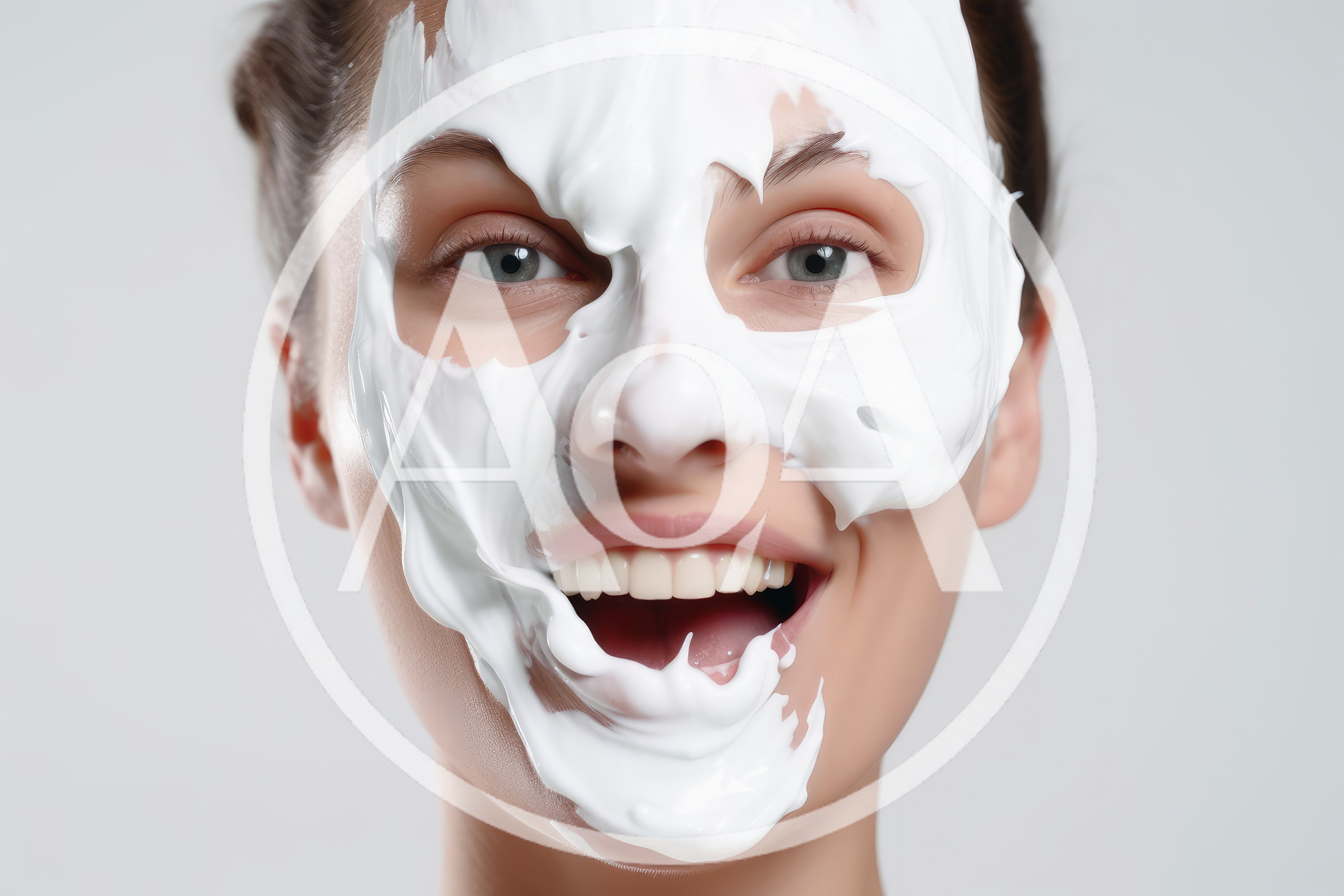 Young Woman With White Facial Mask Smiling