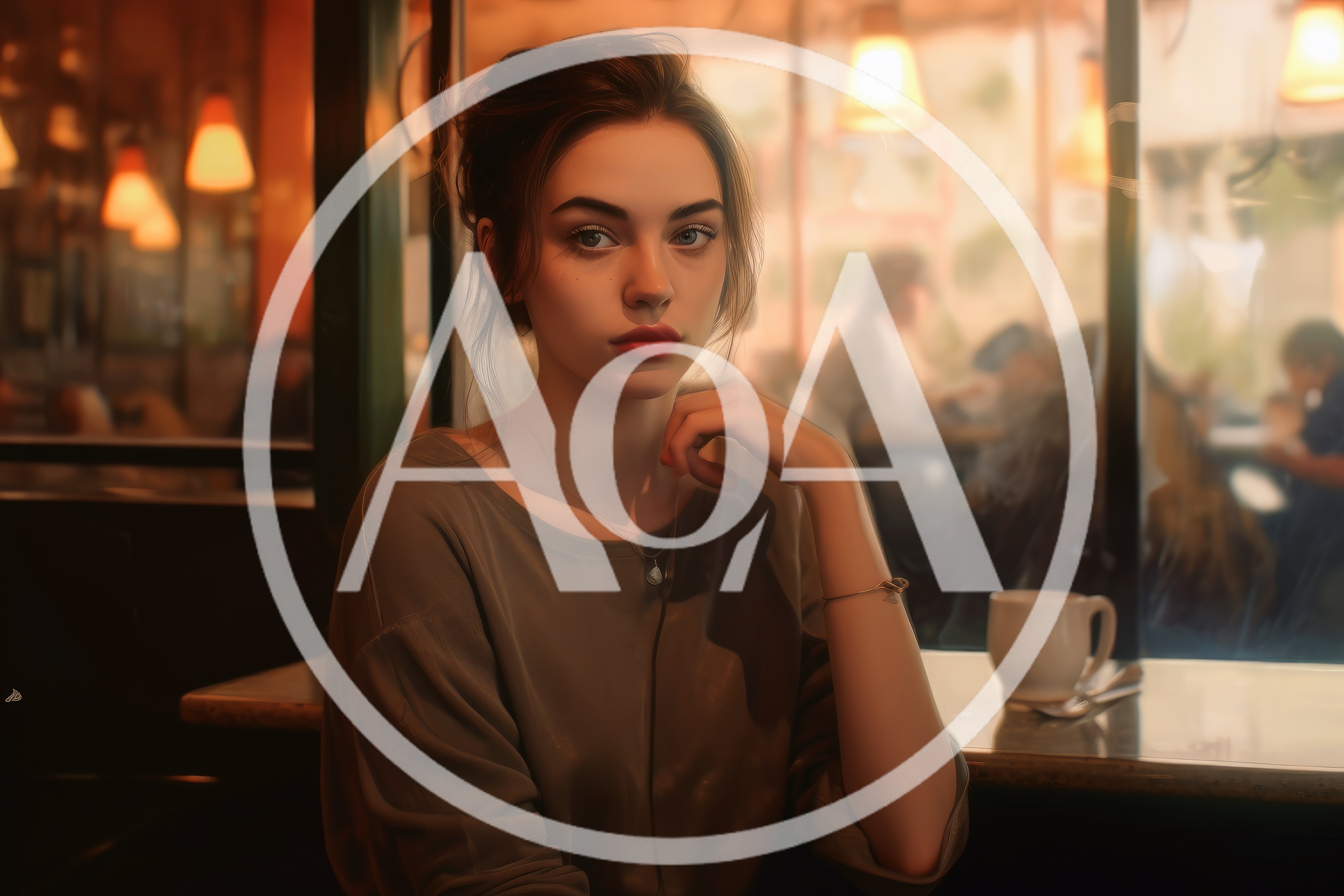 Young Woman Sitting At A Cafe Table