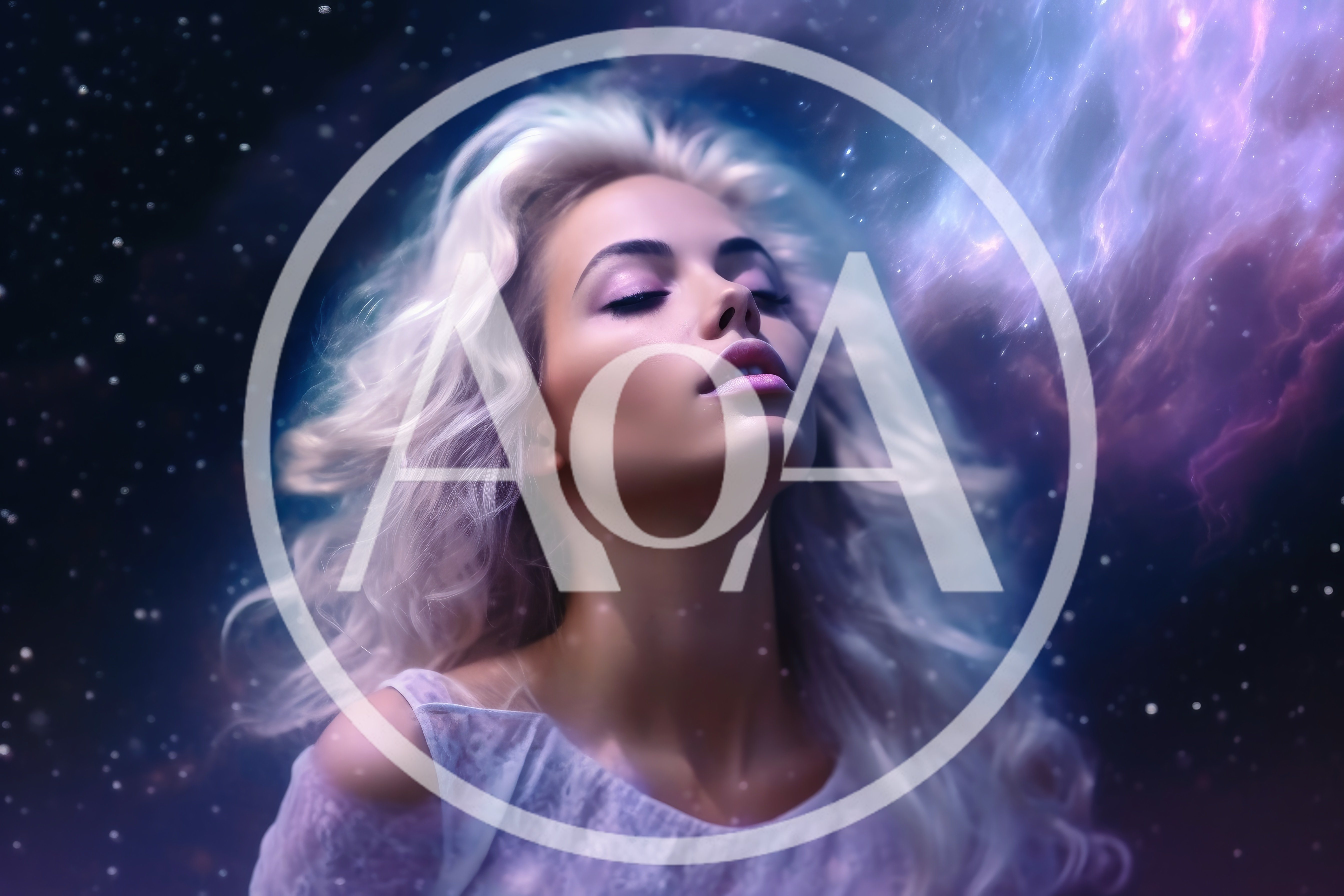 Ethereal Woman Floating In A Cosmic Nebula