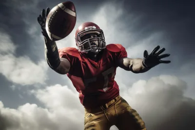 American Football Player Reaching For A Pass
