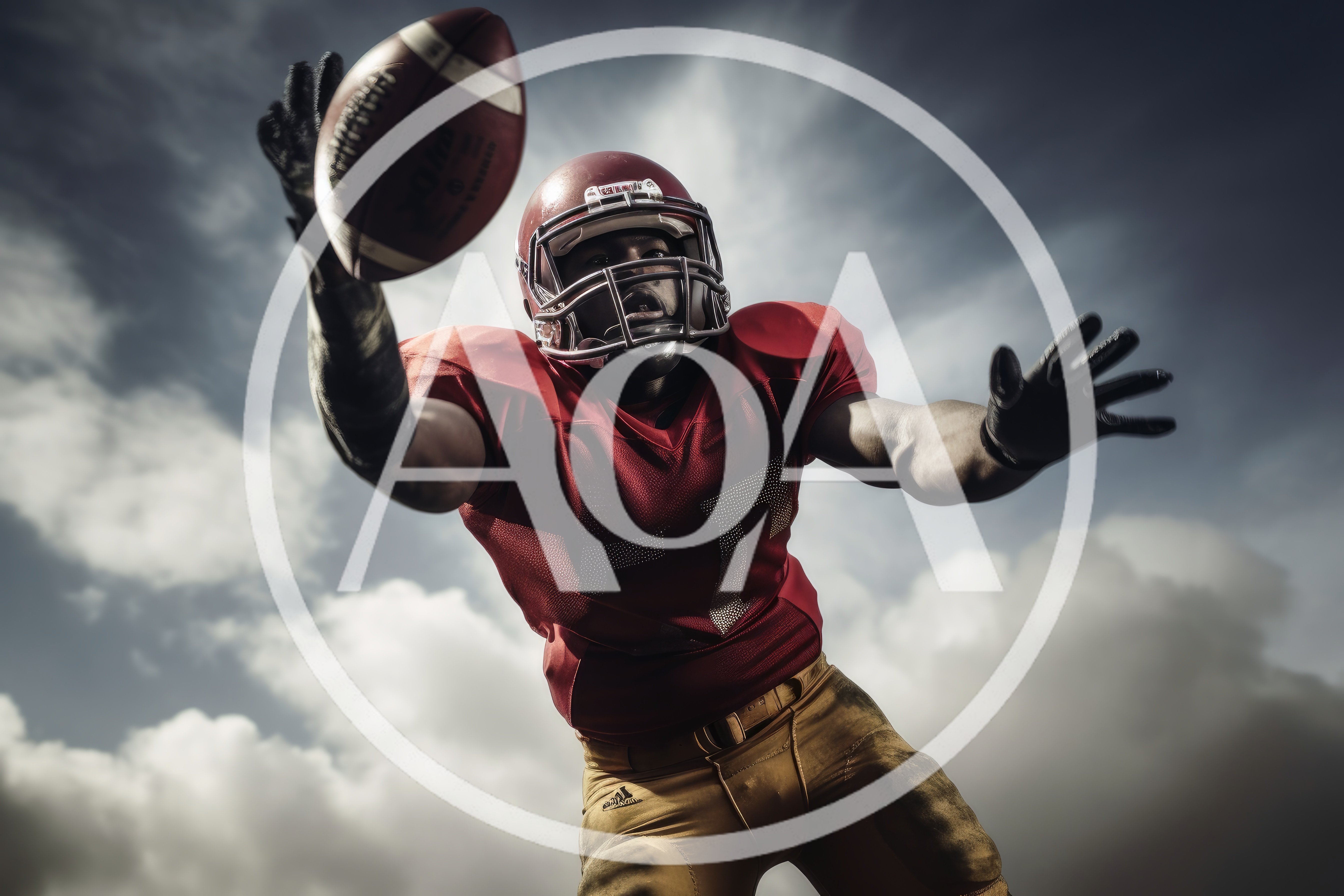 American Football Player Reaching For A Pass