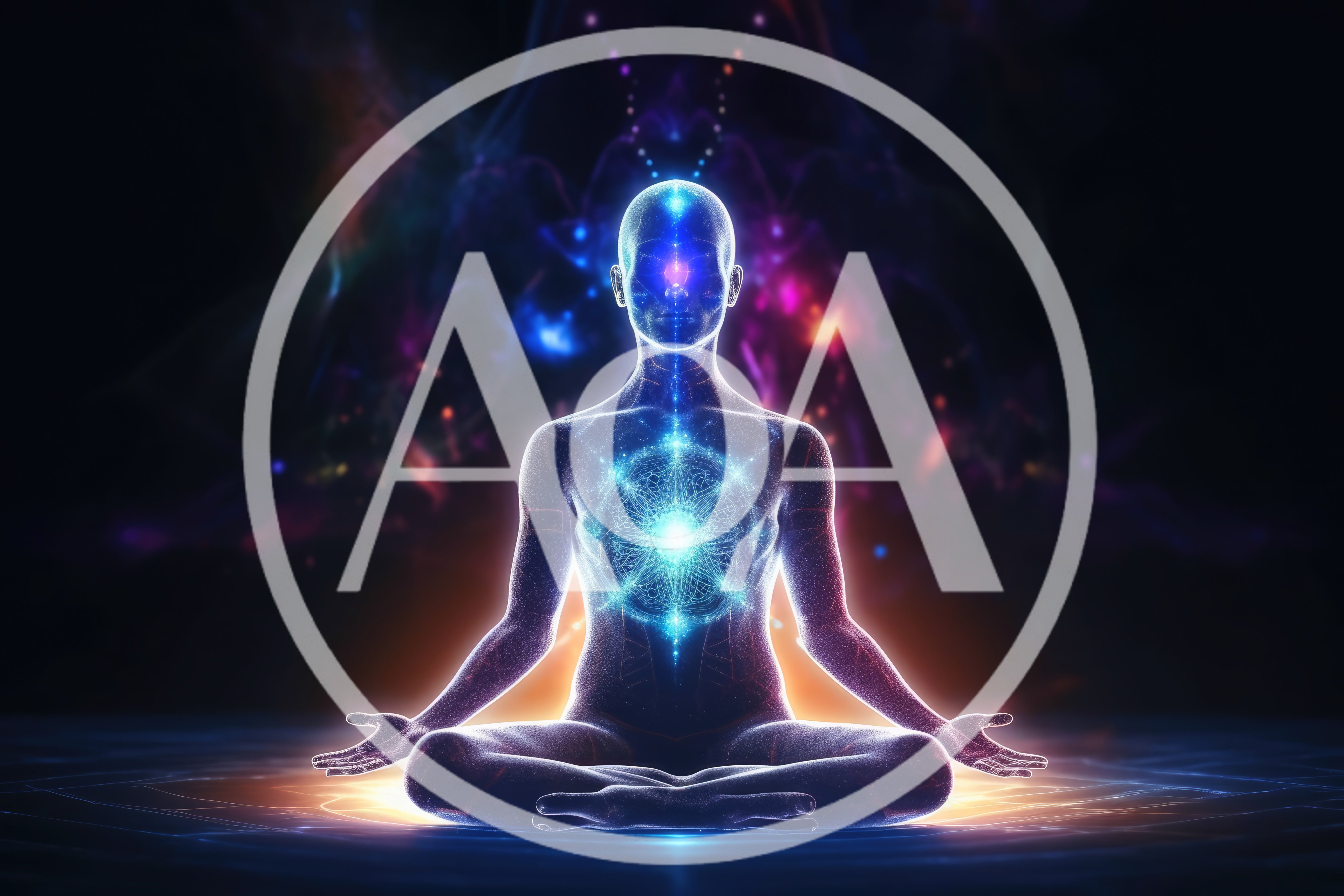 Digital Human Silhouette Meditating In Lotus Position