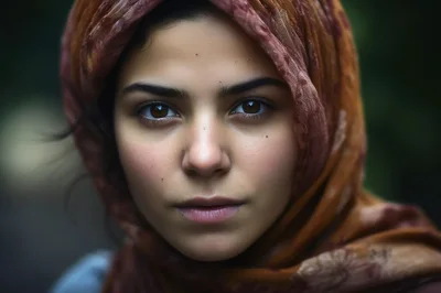Portrait Of A Young Woman Wearing A Headscarf