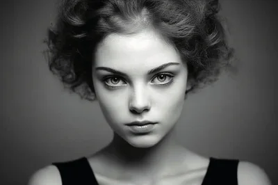 Portrait Of A Young Woman With Short Curly Hair