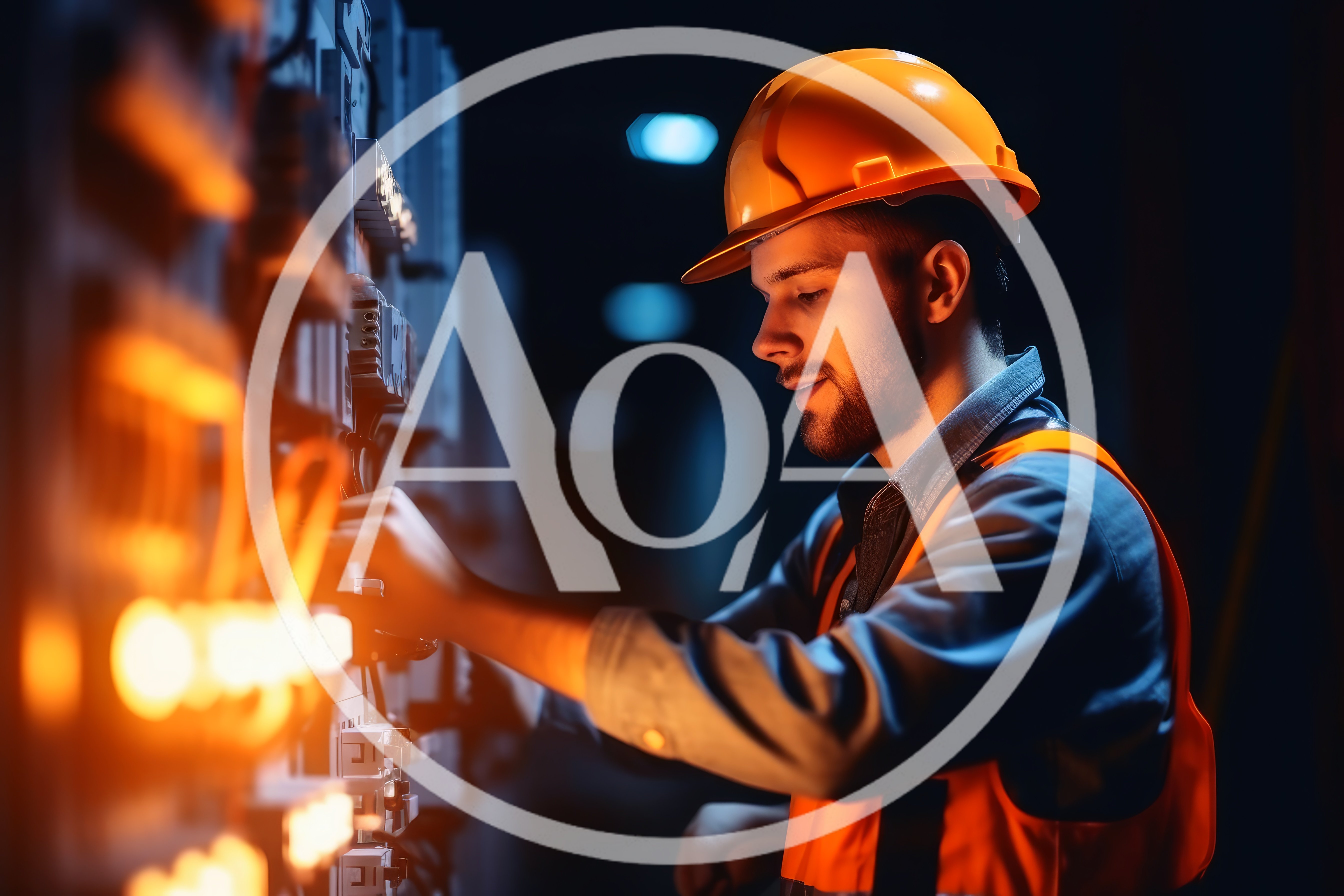 Electrician Working On Industrial Control Panel In Factory