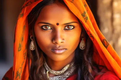 Portrait Of A Young Indian Woman In Traditional Attire