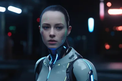Portrait Of A Futuristic Female Android Cyborg