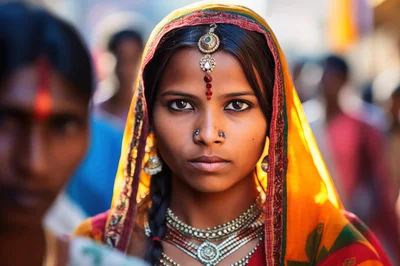 Portrait Of A Young Indian Woman In Traditional Attire
