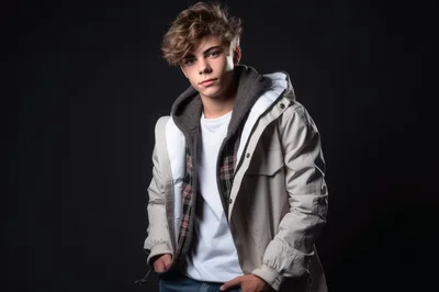 Portrait Of A Stylish Teenage Boy In Layered Clothing