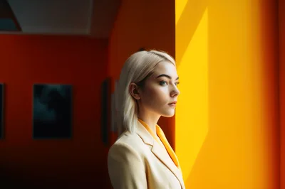 Portrait Of A Young Woman In A Yellow Blazer