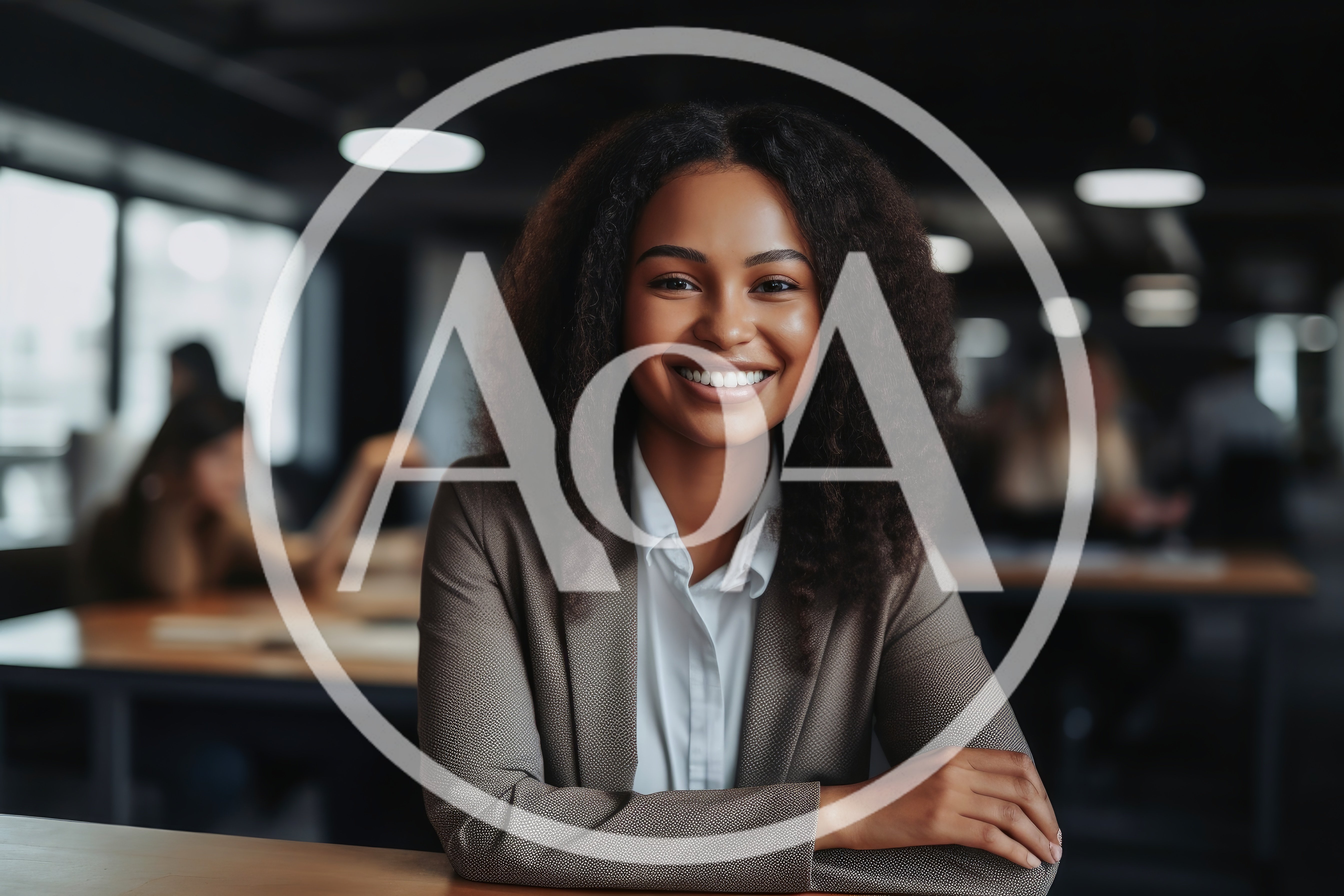 Professional Businesswoman Smiling In A Modern Office Setting