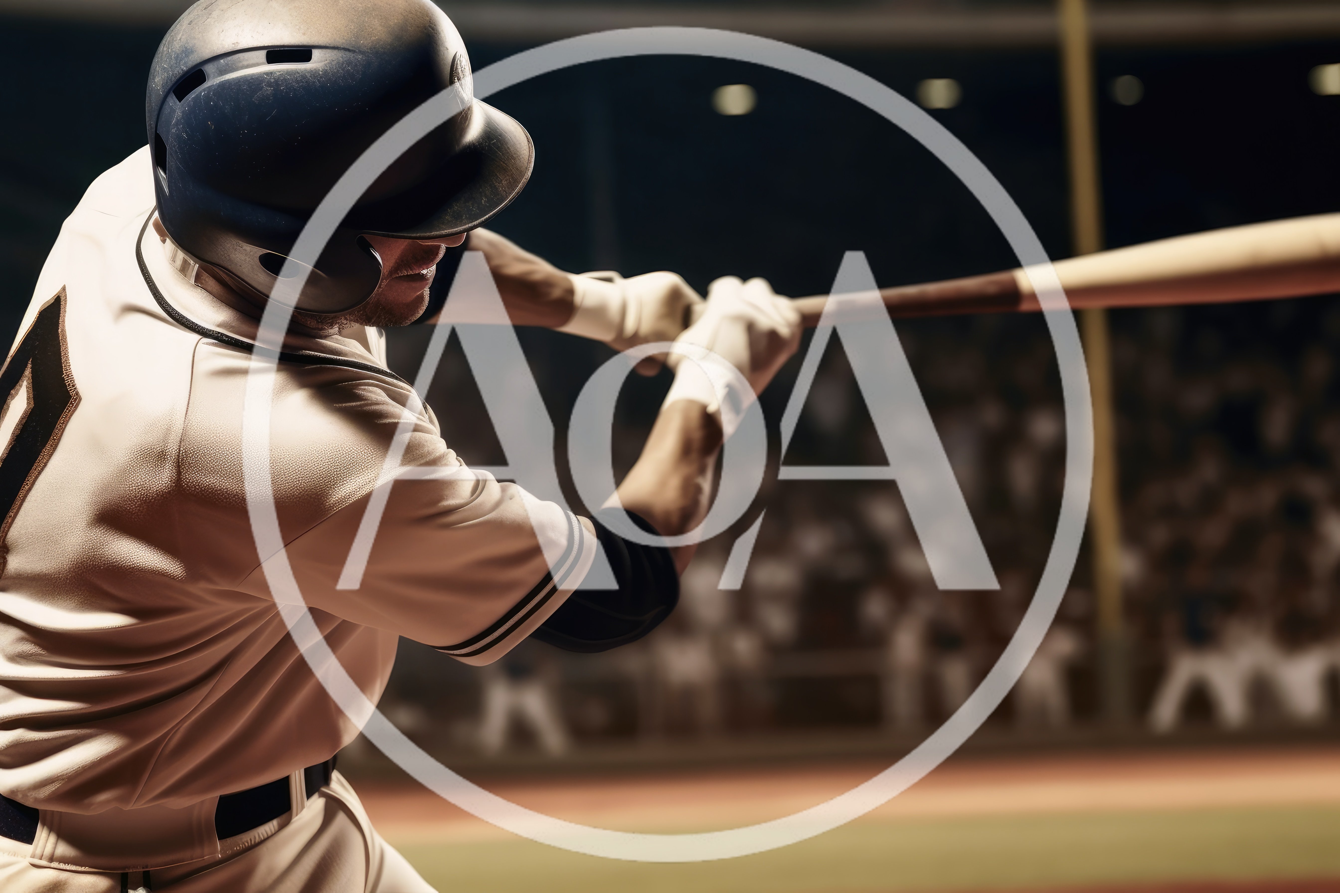 Professional Baseball Player Swinging Bat During Night Game