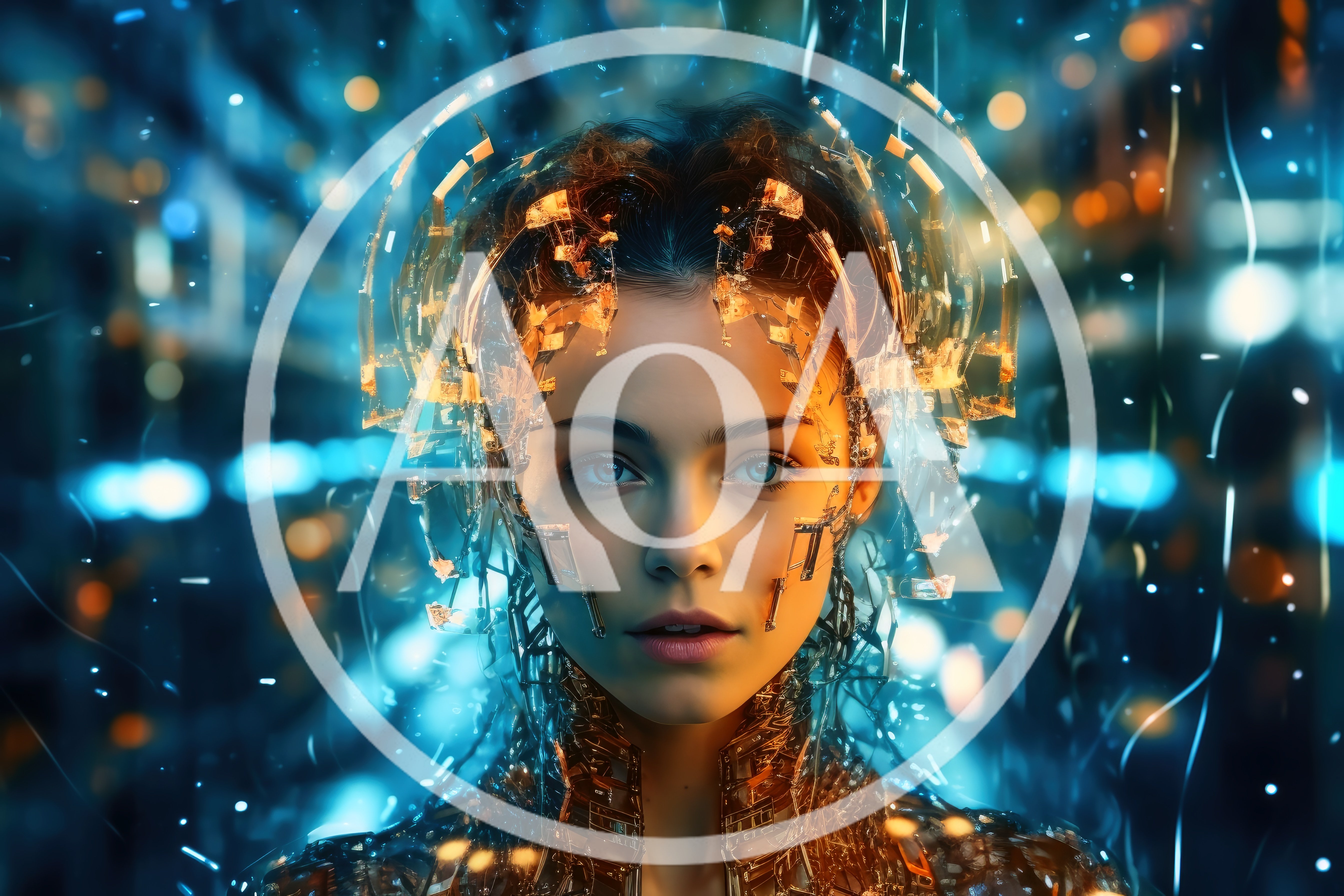 Futuristic Cyborg Woman With Glowing Cybernetic Headpiece