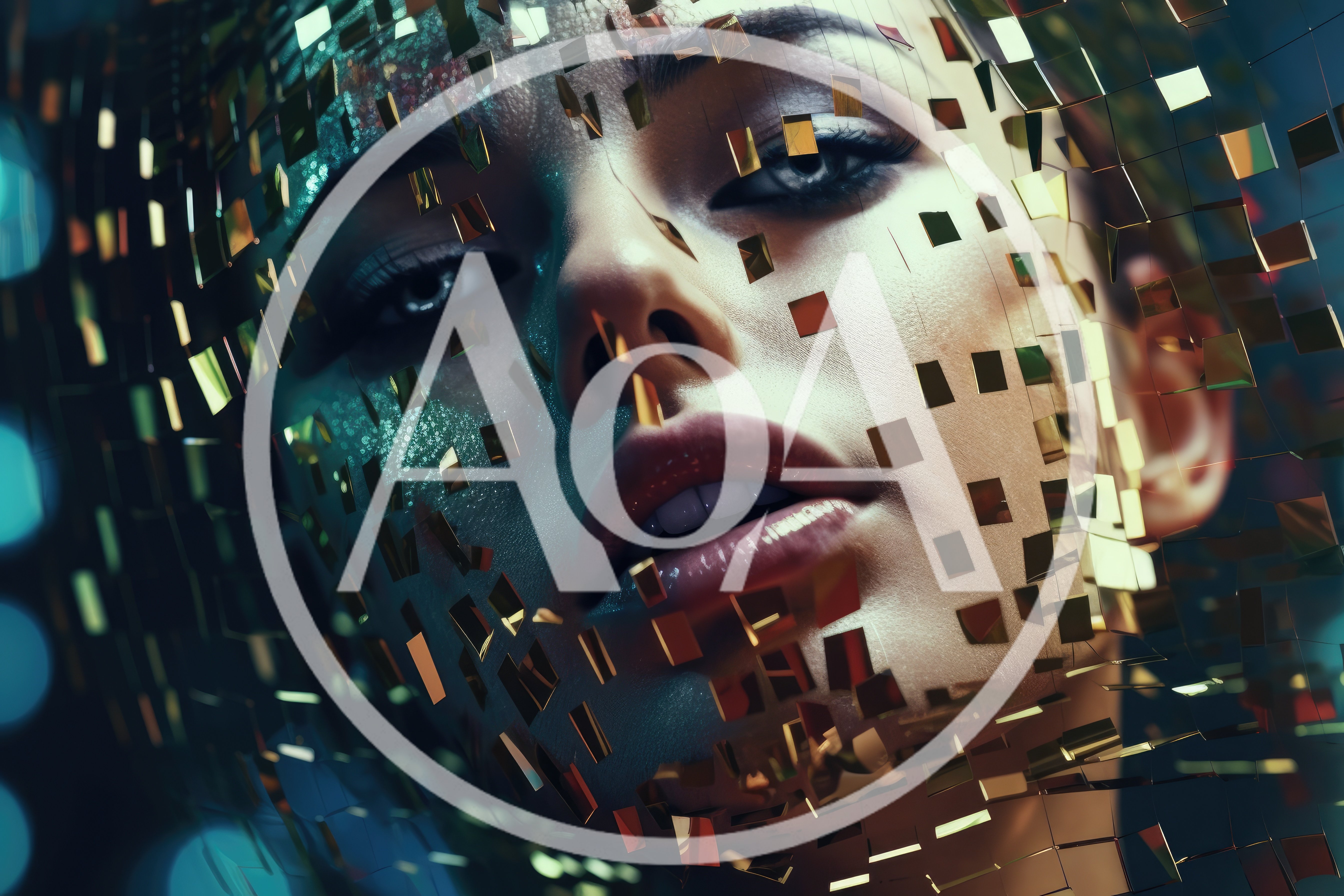 Digital Portrait Of A Woman With Geometric Gold Fragments