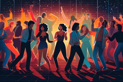 Retro Disco Party With People Dancing