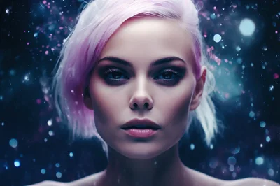 Portrait Of A Woman With Pink Hair