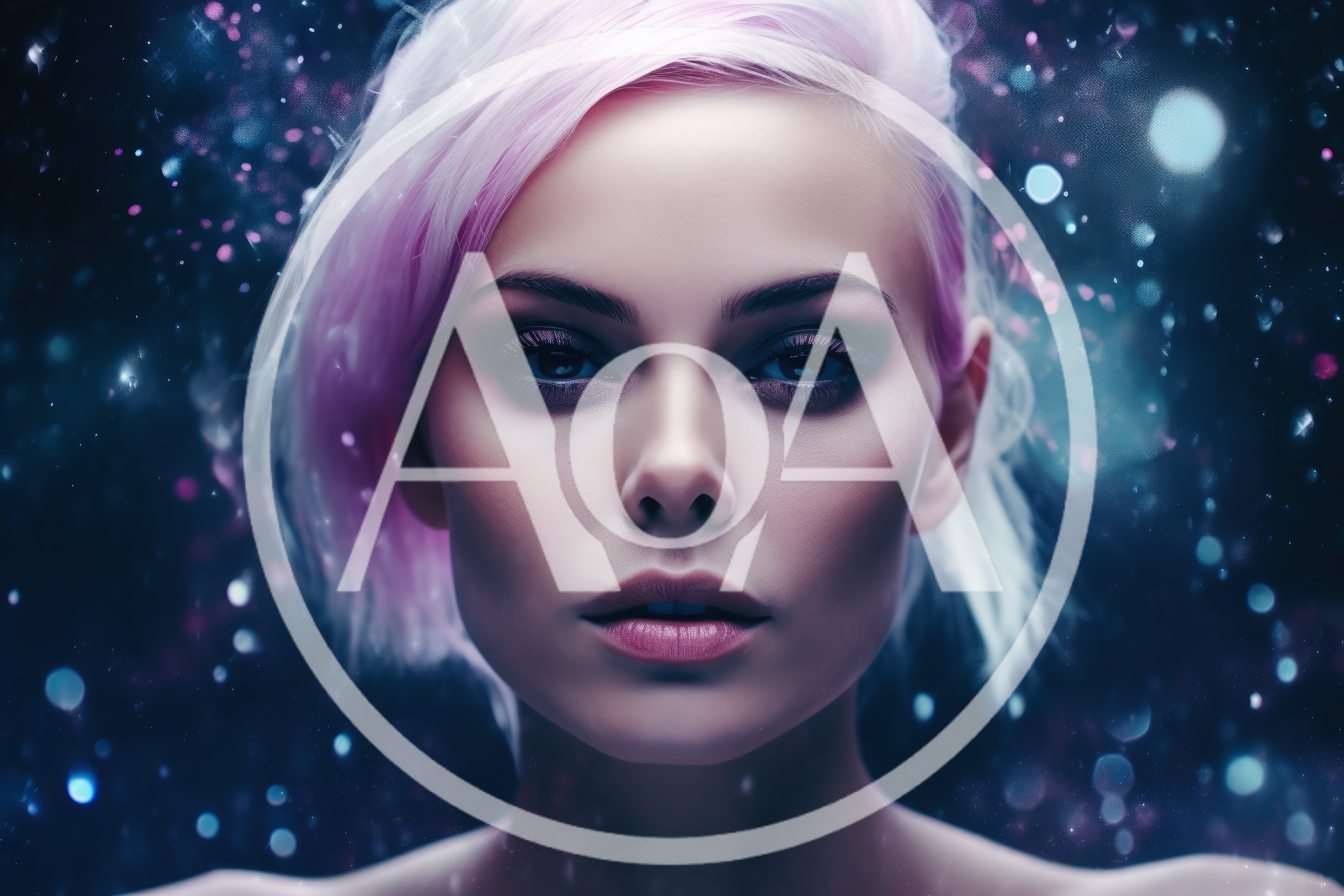 Portrait Of A Woman With Pink Hair