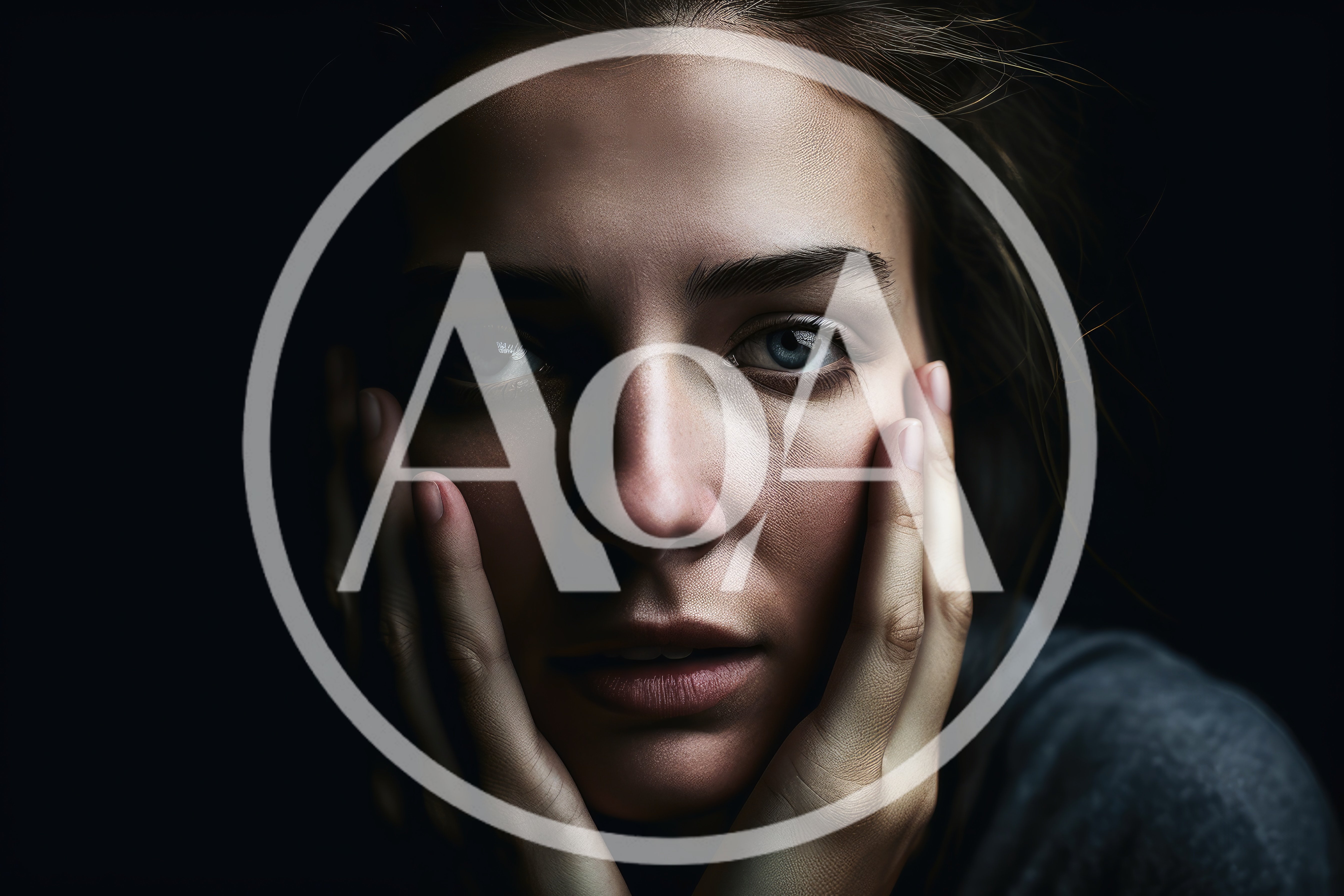 Portrait Of A Young Woman With Hands On Face