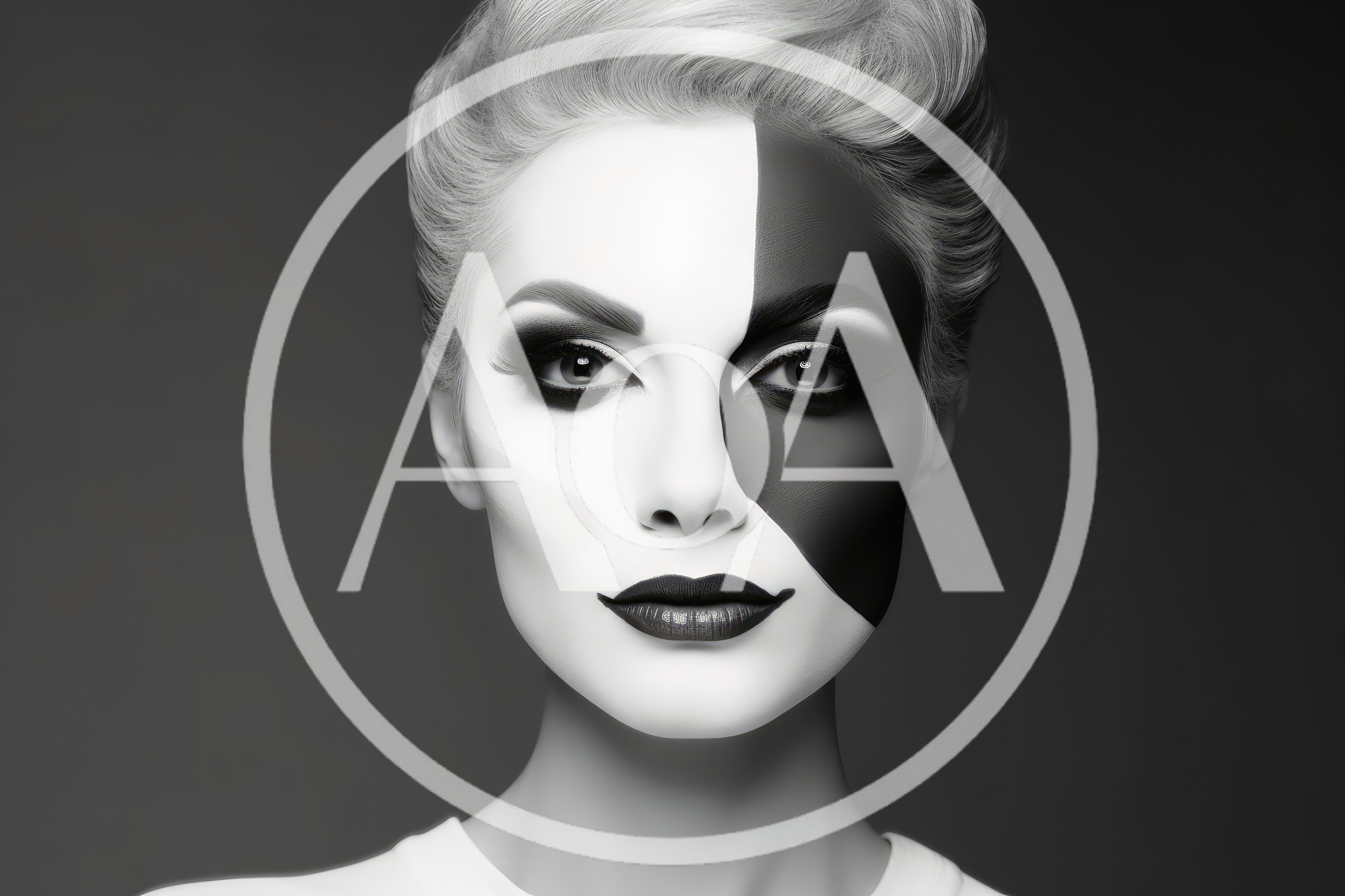 Portrait Of A Woman With Split Black And White Makeup