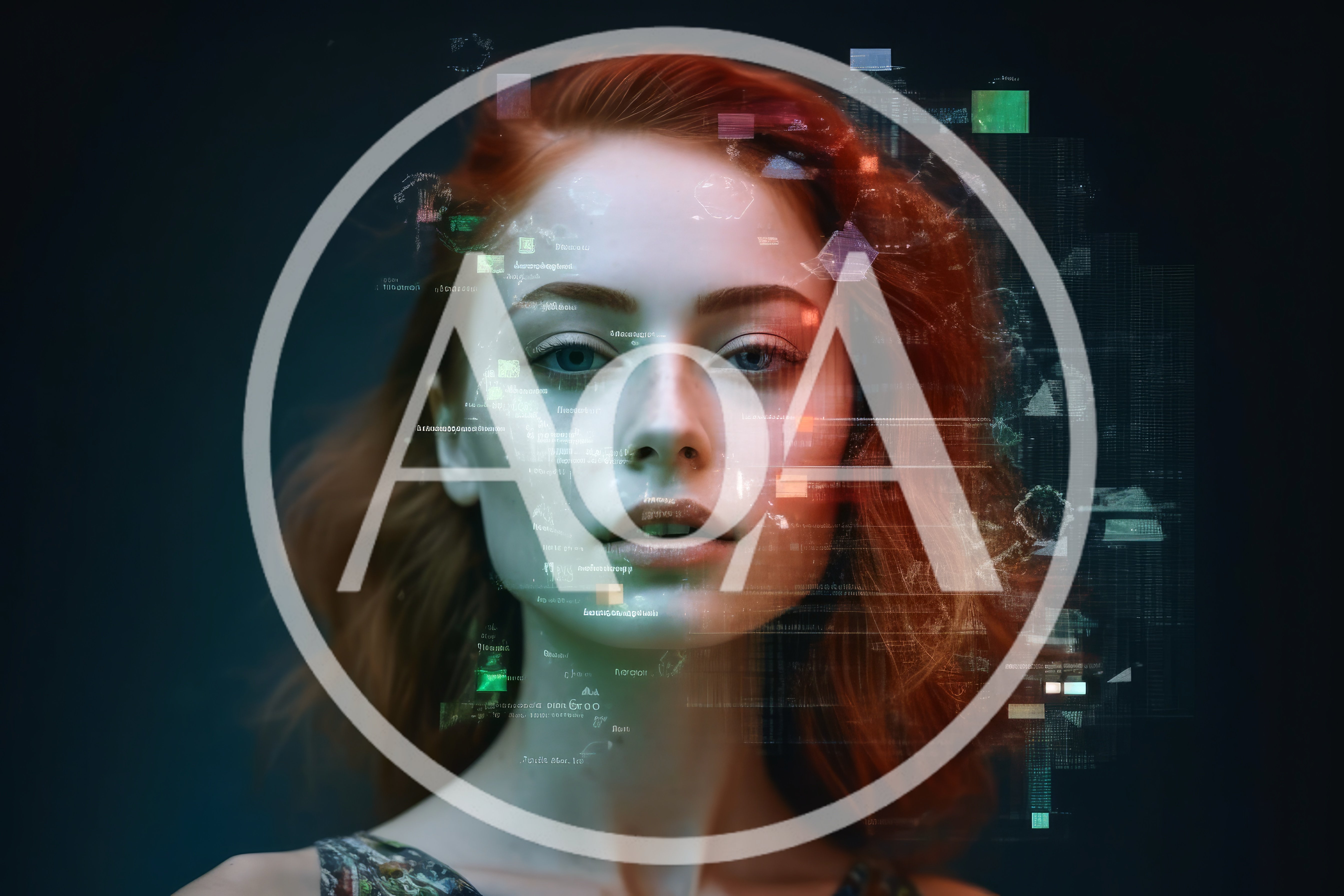 Digital Portrait Of A Woman With Data Overlay