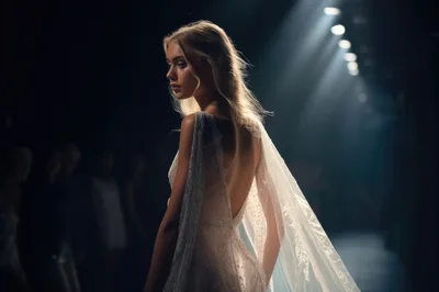 Fashion Model Walking The Runway In A Bridal Gown