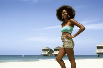 Beautiful Woman Posing on a Tropical Beach