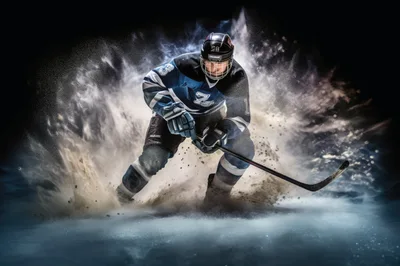 Ice Hockey Player Performing A Sharp Turn