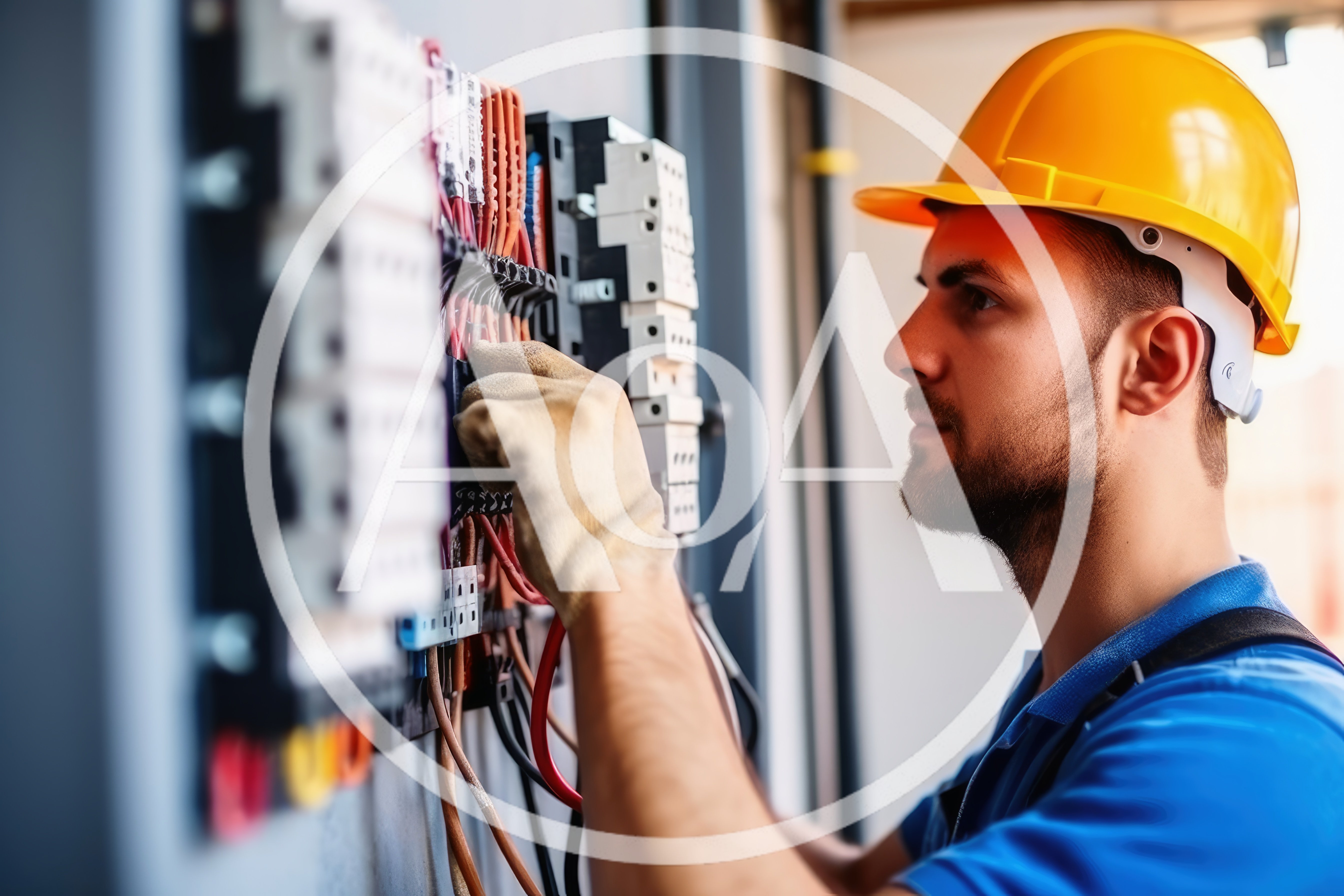 Electrician Working on Industrial Electrical Control Panel