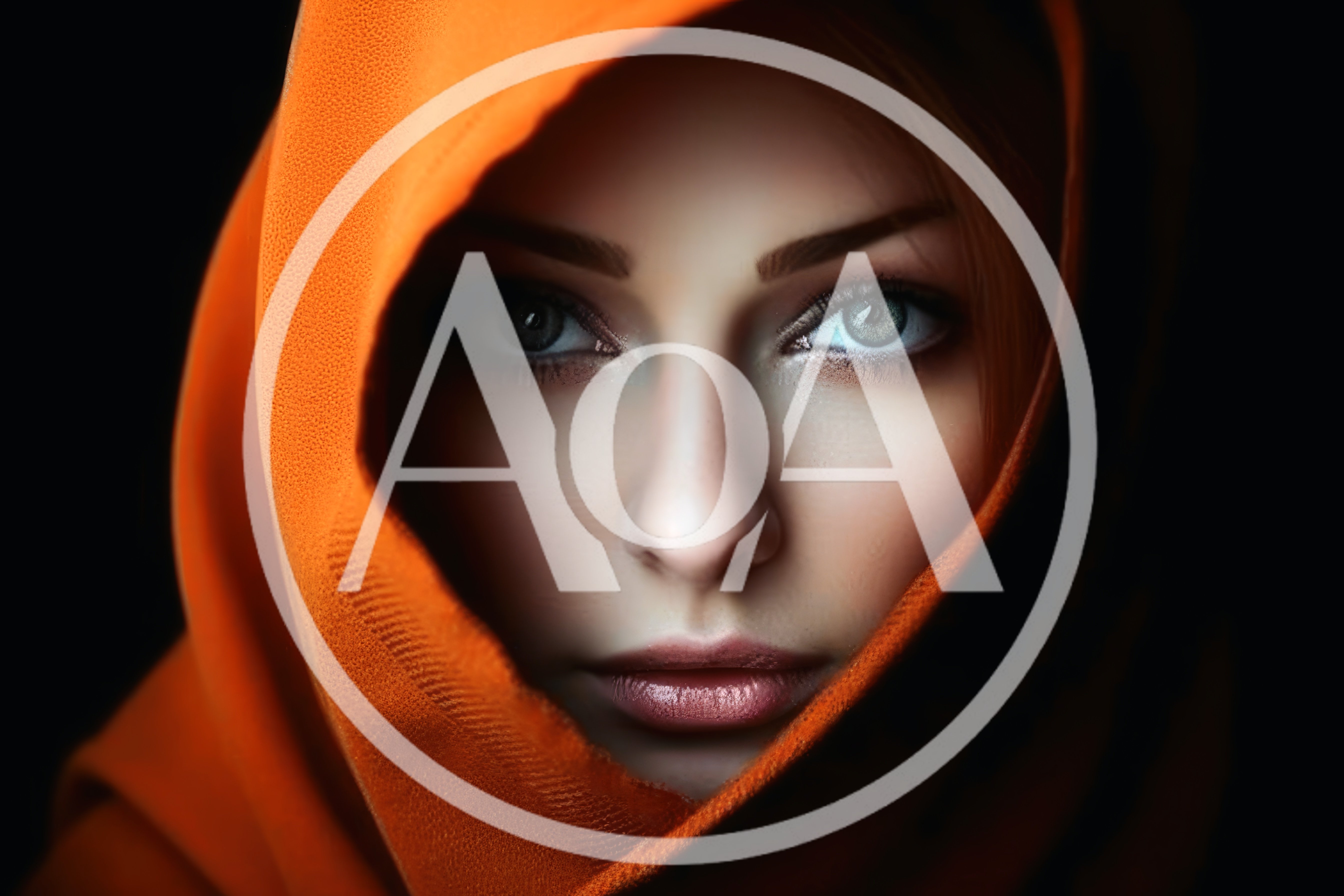 Portrait Of A Woman Wearing An Orange Headscarf