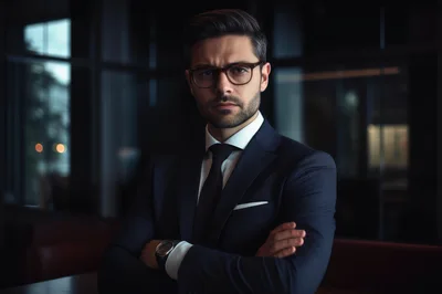 Professional Businessman With Crossed Arms In Modern Office