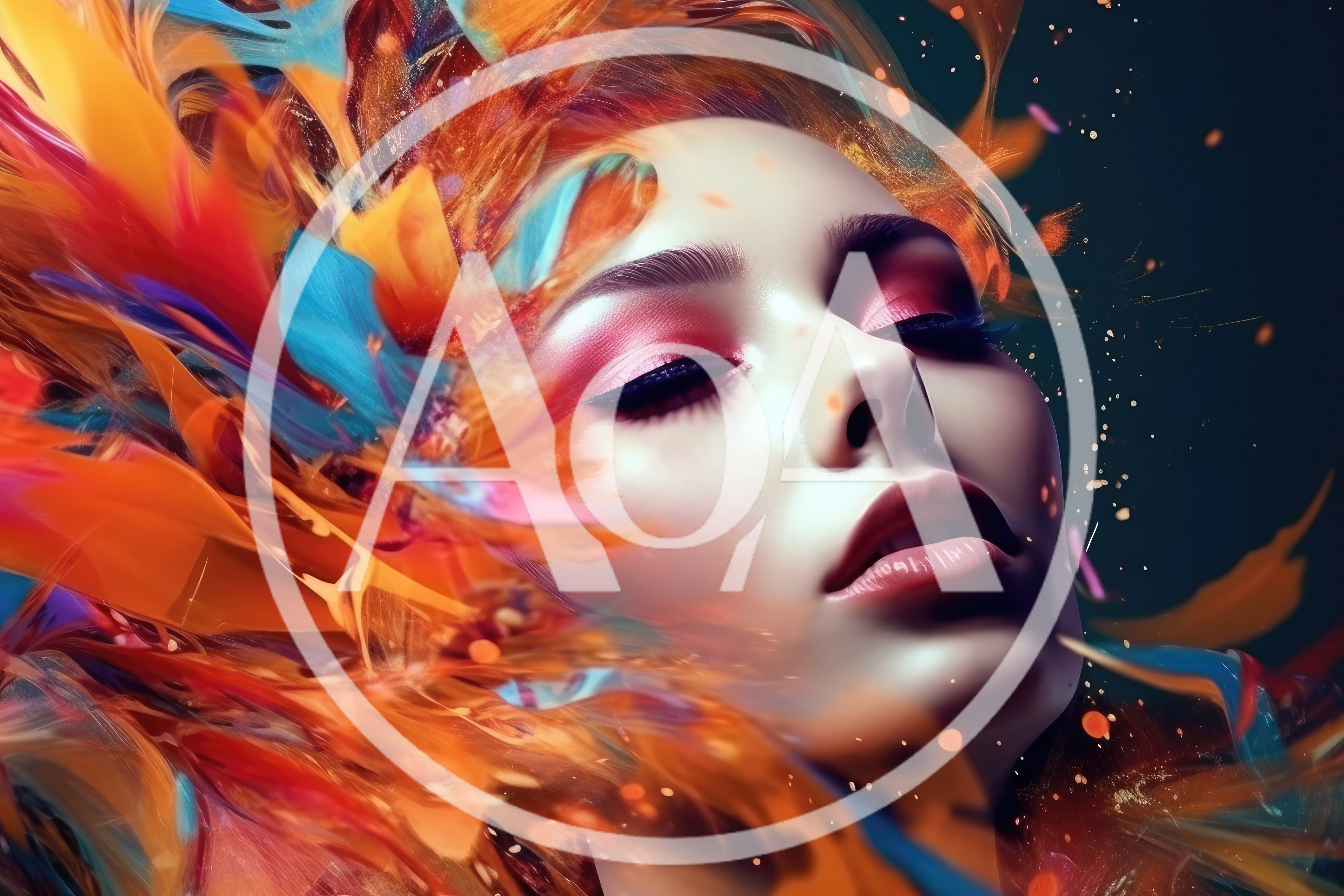 Abstract Portrait Of A Woman With Colorful Feathers