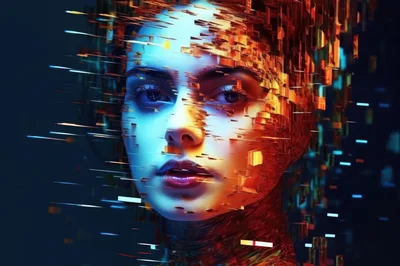 Digital Glitch Portrait Of A Woman