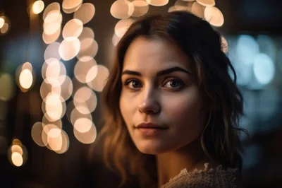 Portrait Of A Young Woman With Bokeh Background
