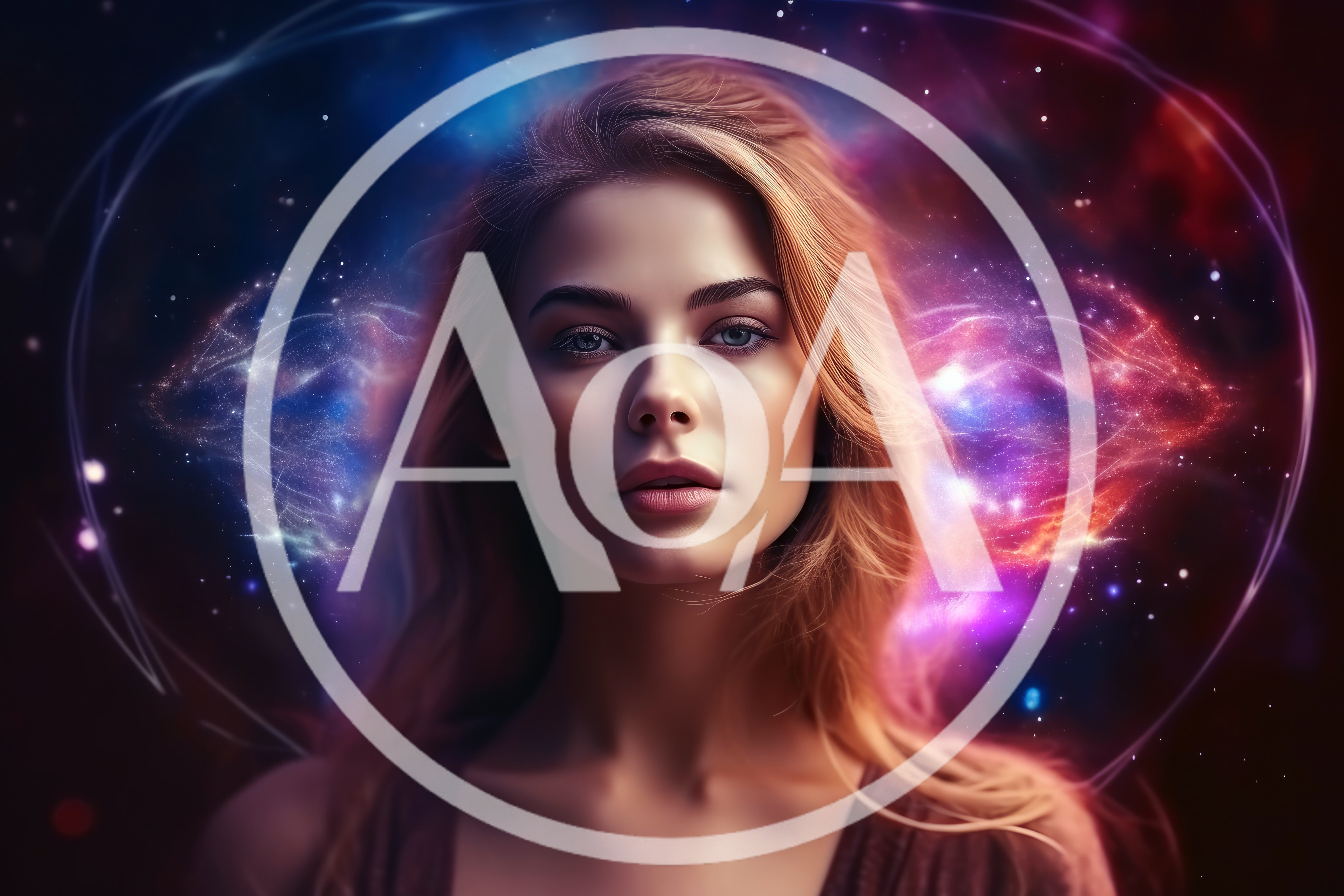 Portrait Of A Woman With Cosmic Nebula Background