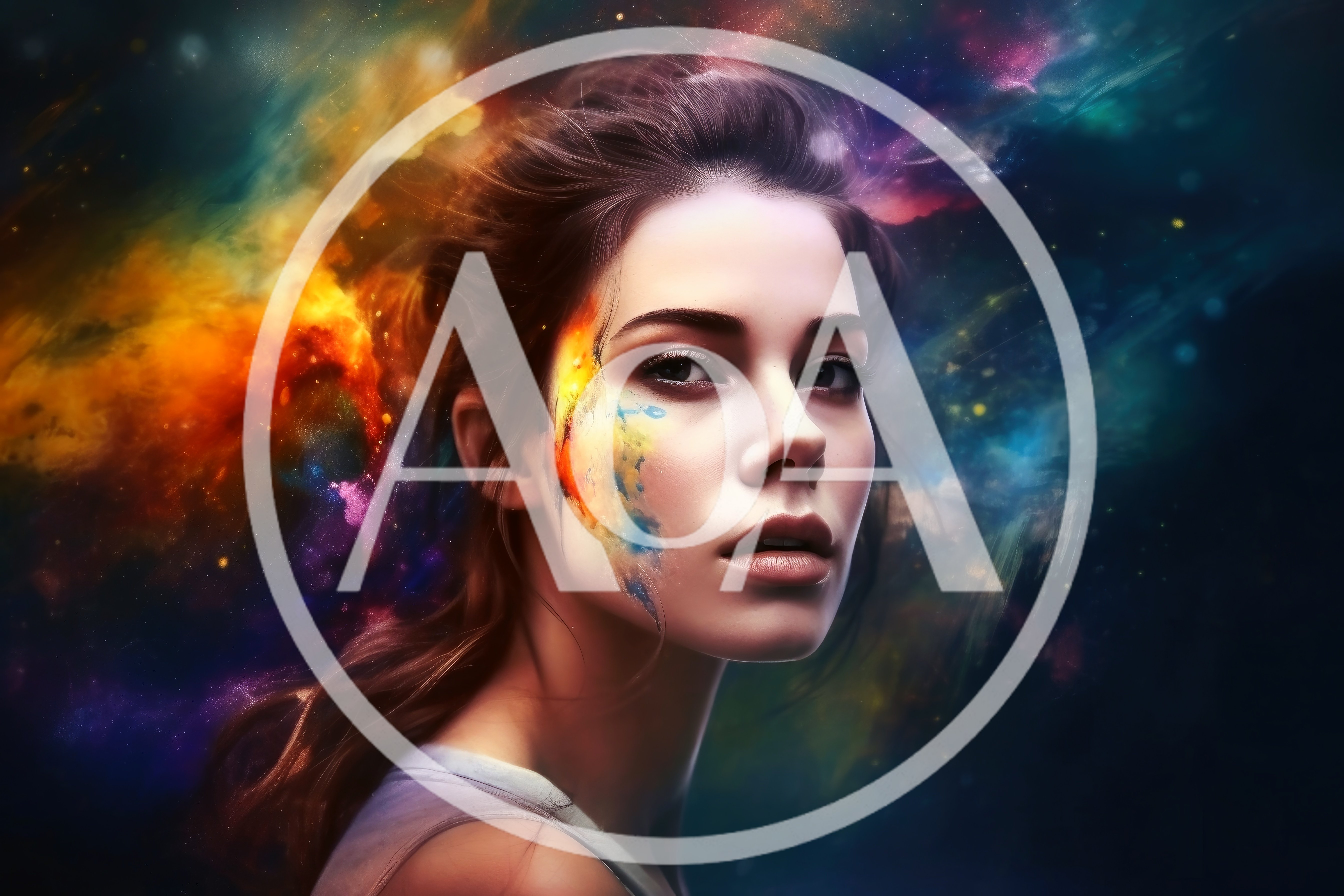 Portrait Of A Woman With Cosmic Paint Effects