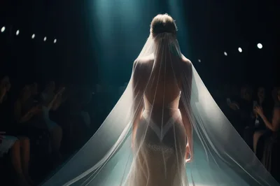 Bride Walking Down The Runway In A Wedding Dress