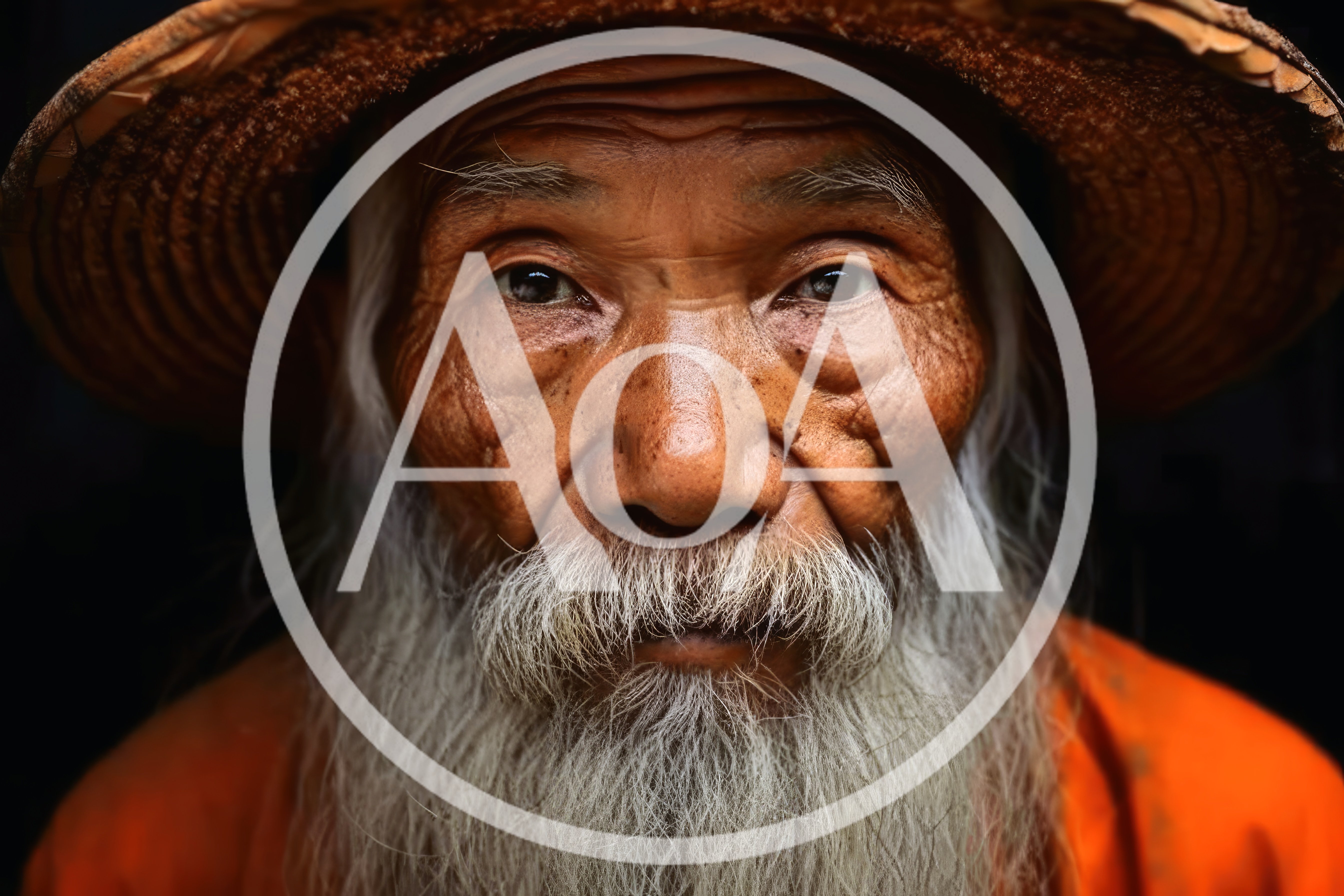 Portrait Of An Elderly Asian Monk With A Long Beard