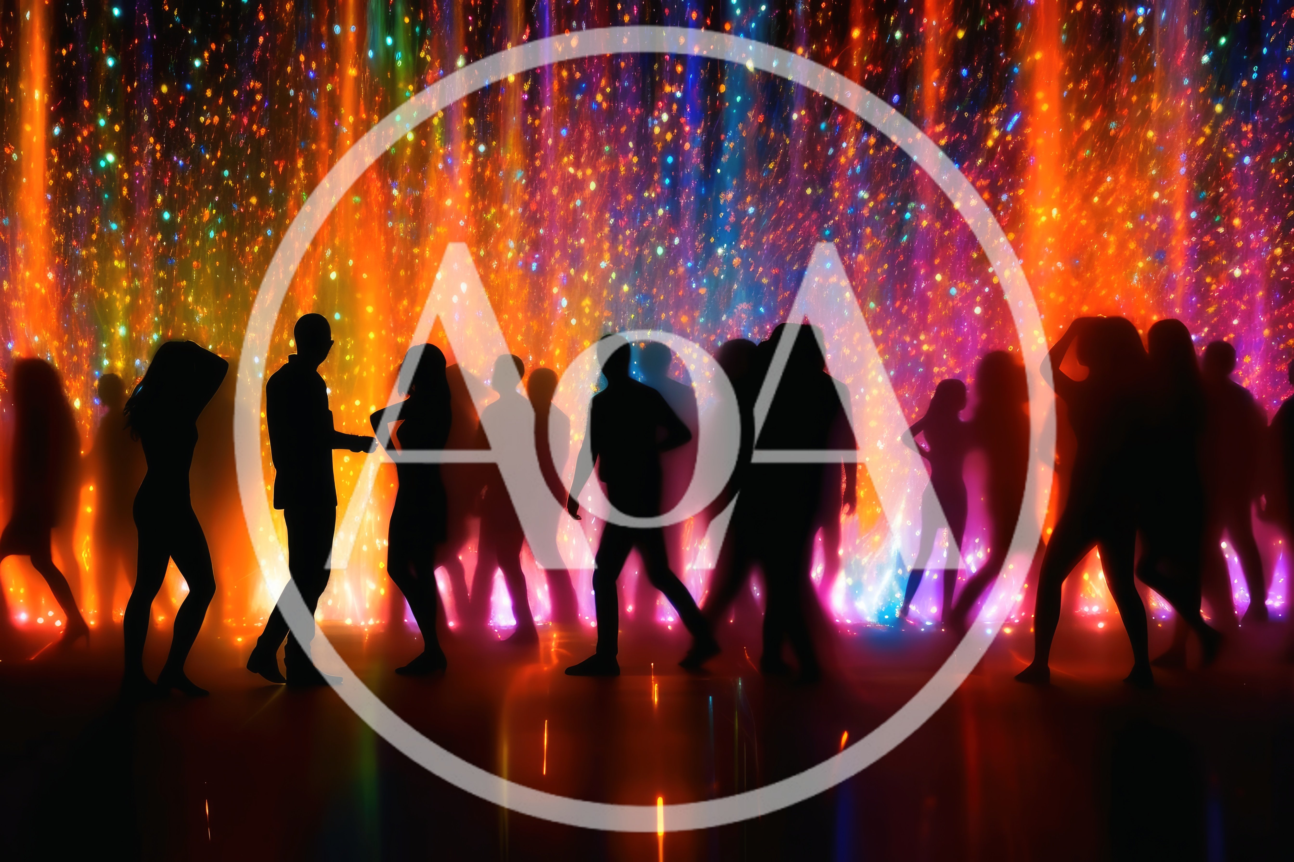 Silhouetted People Dancing At A Vibrant Nightclub Party