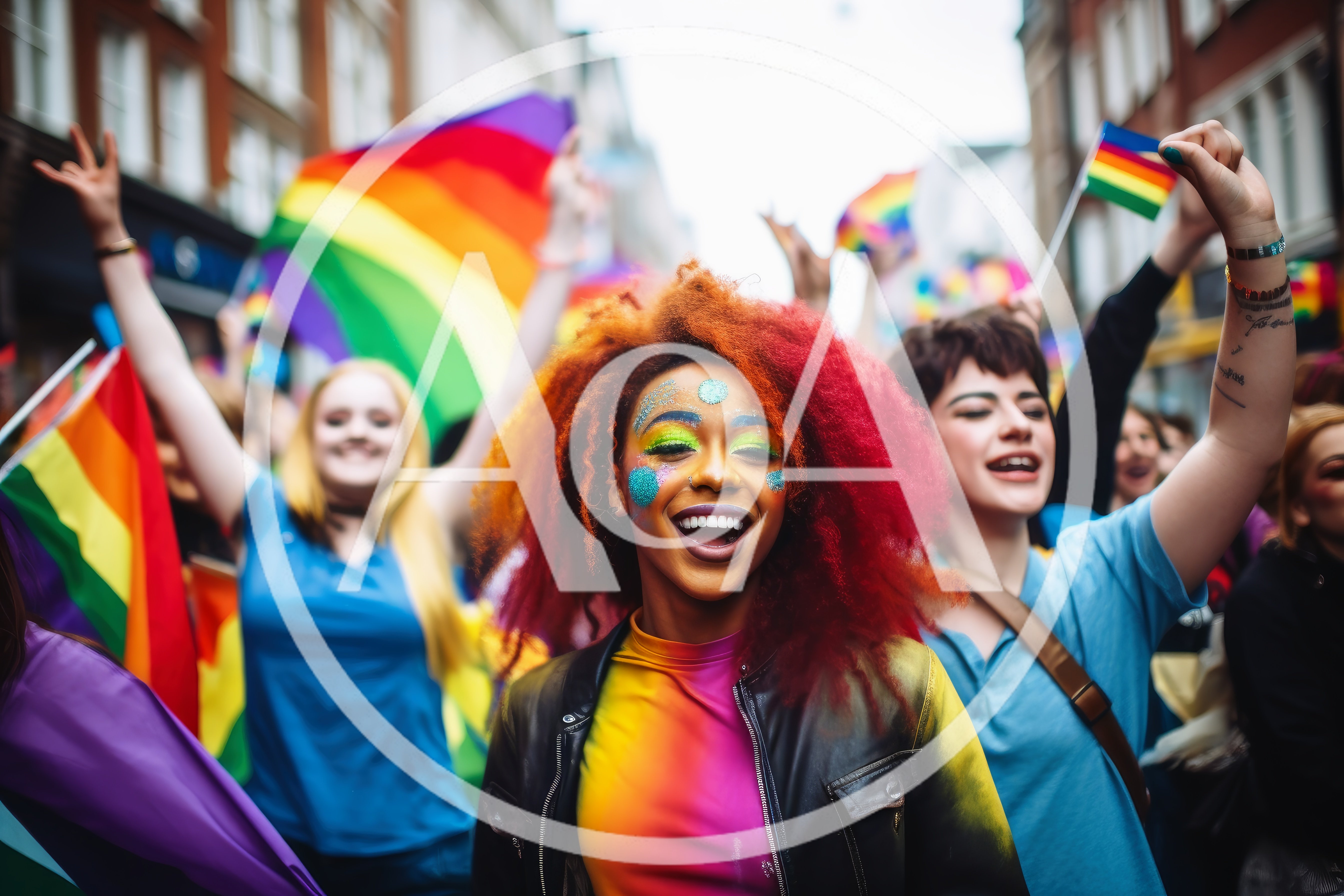 Diverse Group Celebrating At A Vibrant Pride Parade
