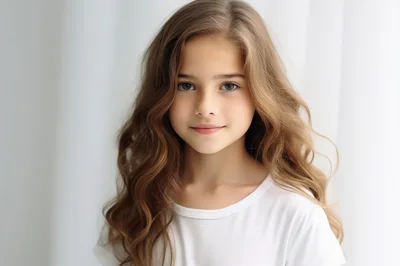 Portrait Of A Young Girl With Wavy Hair