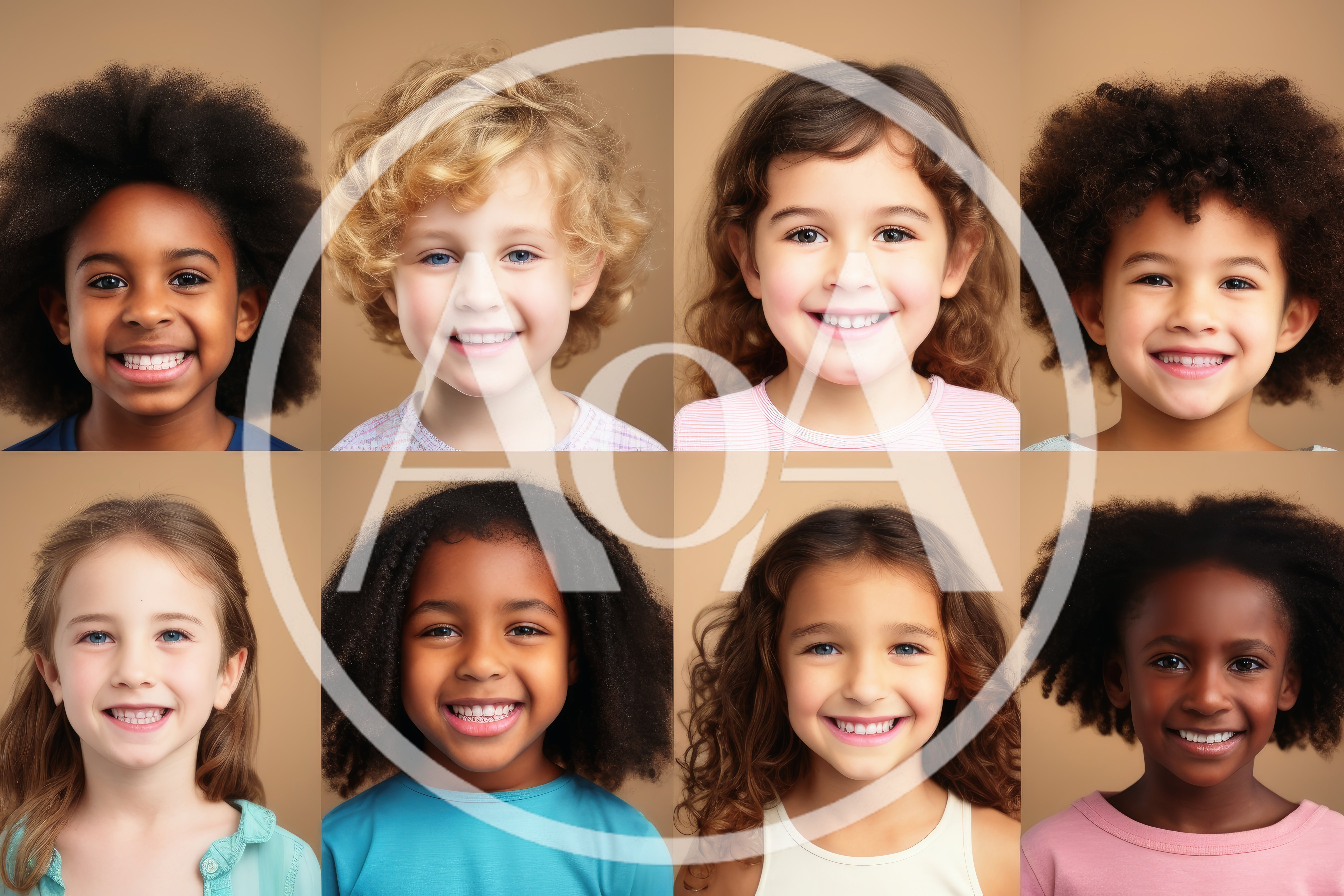 Diverse Group Of Smiling Children Portraits
